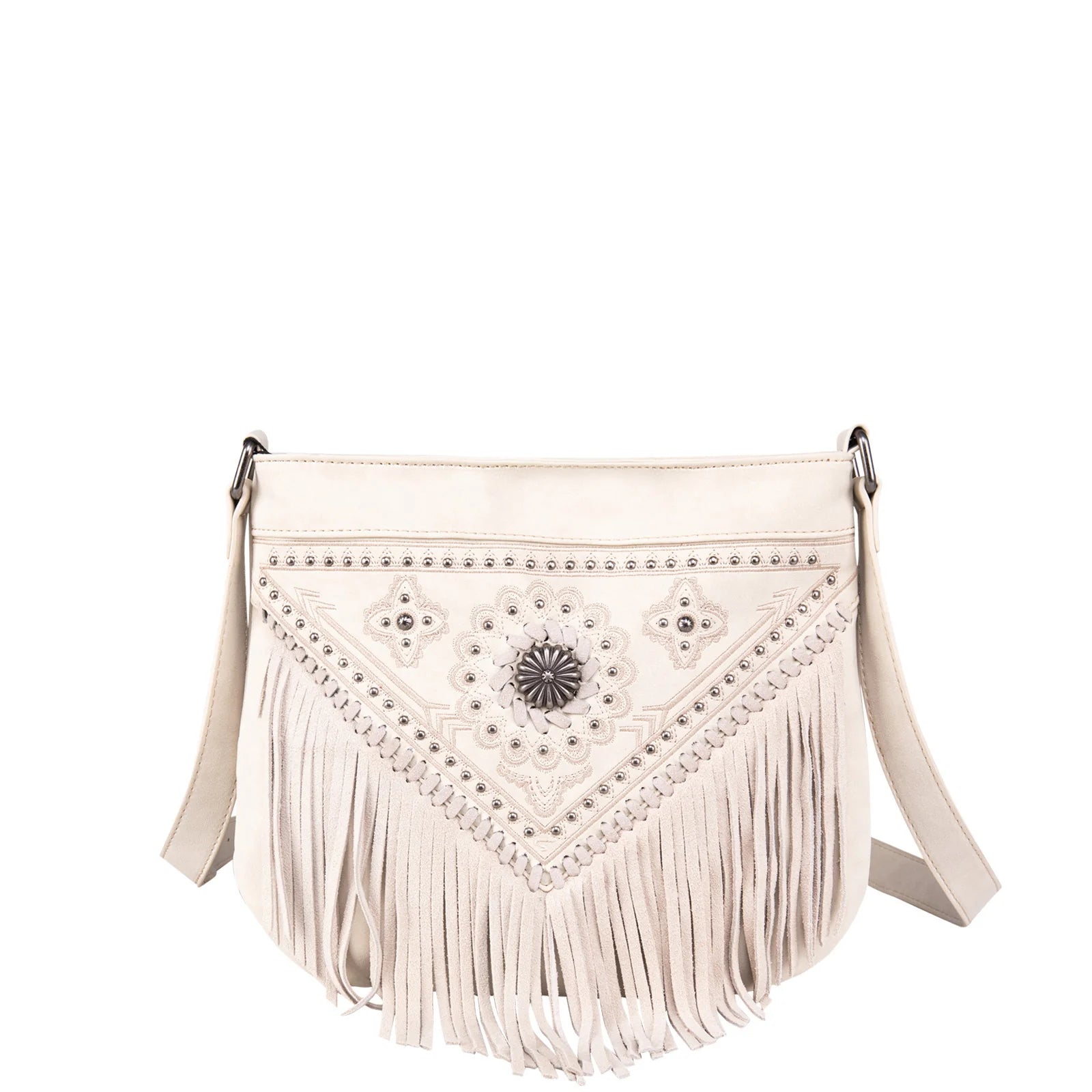 Montana West Concho Collection Concealed Carry Crossbody Bag - Beige