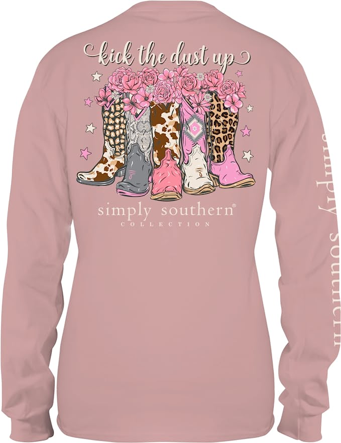 Simply Southern Youth Kick the Dust Up Cowgirl Boots Long Sleeve T-shirt - Nate's Western Wear