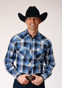 Men's Plaid Snap Long Sleeve Western Shirt