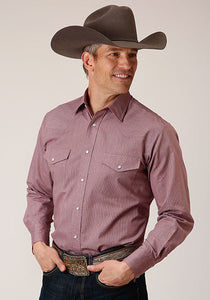 Roper Men's Long Sleeve Western Shirt - Wine