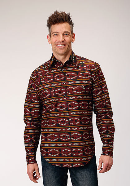 Men's West Made Collection Aztec Print Long Sleeve Western Shirt