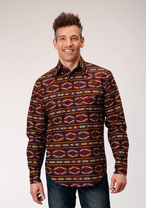 Men's West Made Collection Aztec Print Long Sleeve Western Shirt