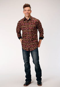 Men's West Made Collection Aztec Print Long Sleeve Western Shirt