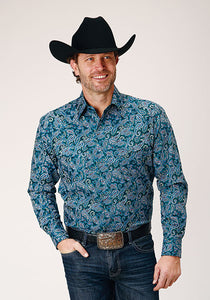 Roper Men's Amarillo Collection- Canyon Paisley Snap Long Sleeve Western Shirt