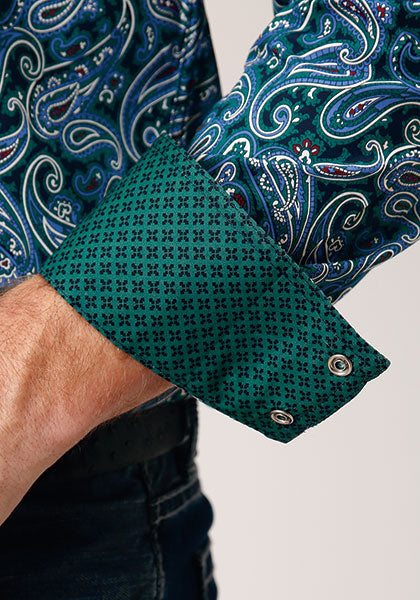 Roper Men's Amarillo Collection- Canyon Paisley Snap Long Sleeve Western Shirt