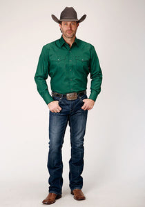 Roper Men's Amarillo Collection- Green Print Long Sleeve Western Shirt