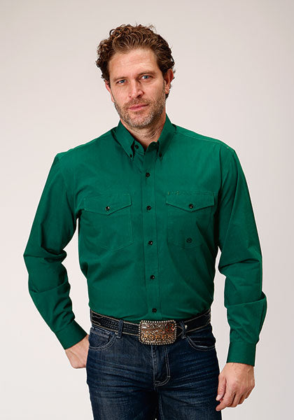 Roper Men's Amarillo Collection- Ocean Plaid Long Sleeve Button Western Shirt