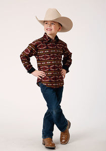 Boy's West Made Collection Aztec Print Long Sleeve Snap Western Shirt