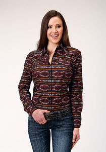 Women's West Made Collection Long Sleeve Aztec Print Western Shirt