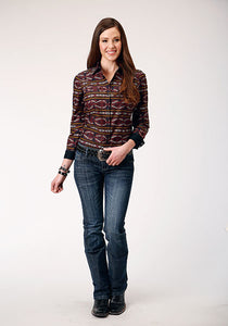 Women's West Made Collection Long Sleeve Aztec Print Western Shirt