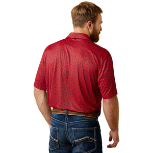 Ariat Men's All Over Print Polo - Tango Red