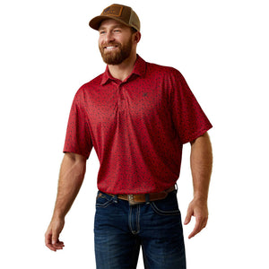 Ariat Men's All Over Print Polo - Tango Red