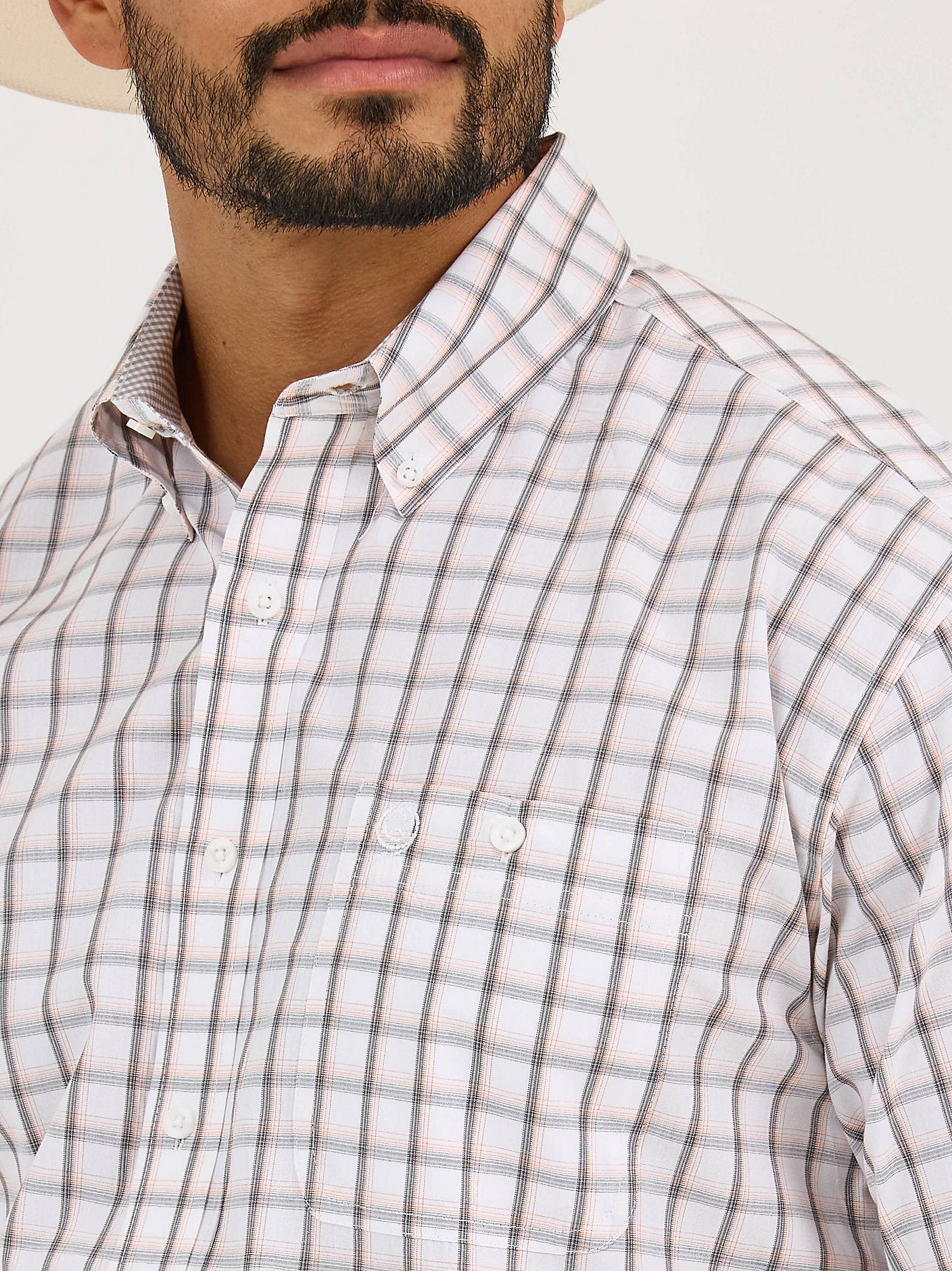 Wrangler® George Strait Collection One Pocket Long Sleeve Shirt - White Multi