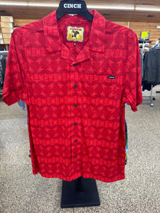CINCH Men's Red SS Camp Shirt