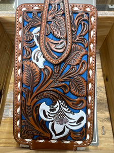 NOCONA CELL CASE TOOLED BLUE