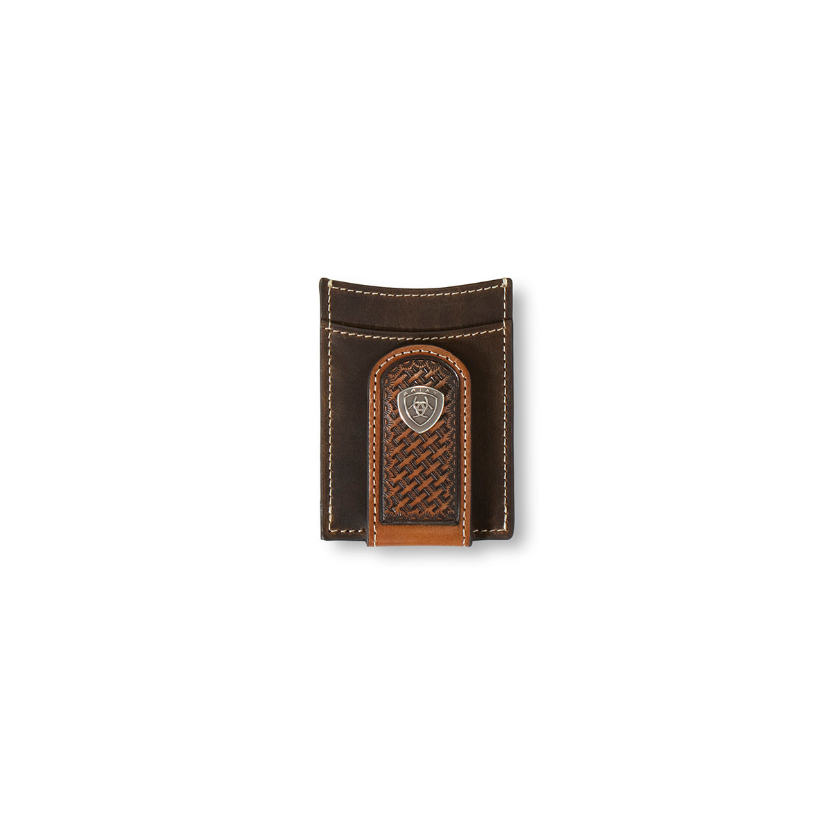 ARIAT MAGNETIC MONEY CLIP BASKET WEAVE SUNBURST BROWN
