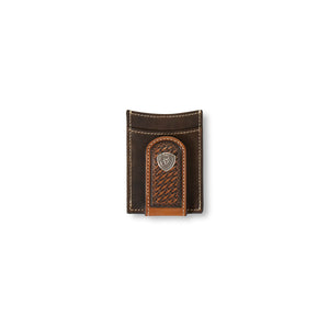 ARIAT MAGNETIC MONEY CLIP BASKET WEAVE SUNBURST BROWN