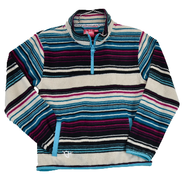 Cowgirl Hardware Aztec Serape Polar Cadet Pullover - Berry/Turq