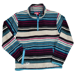 Cowgirl Hardware Aztec Serape Polar Cadet Pullover - Berry/Turq