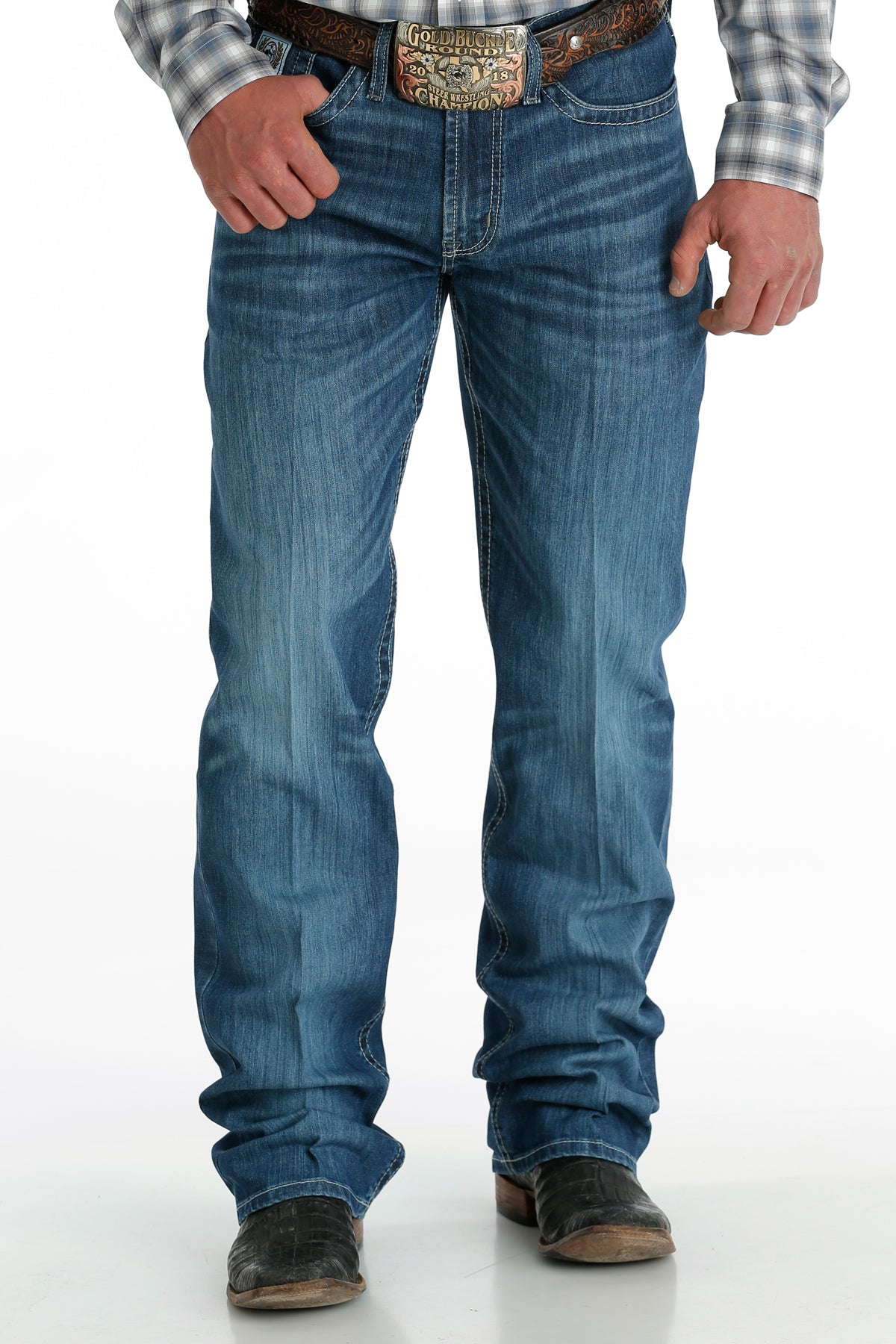 Cinch Men's White Label Relaxed Fit Medium Stone Wash Jeans