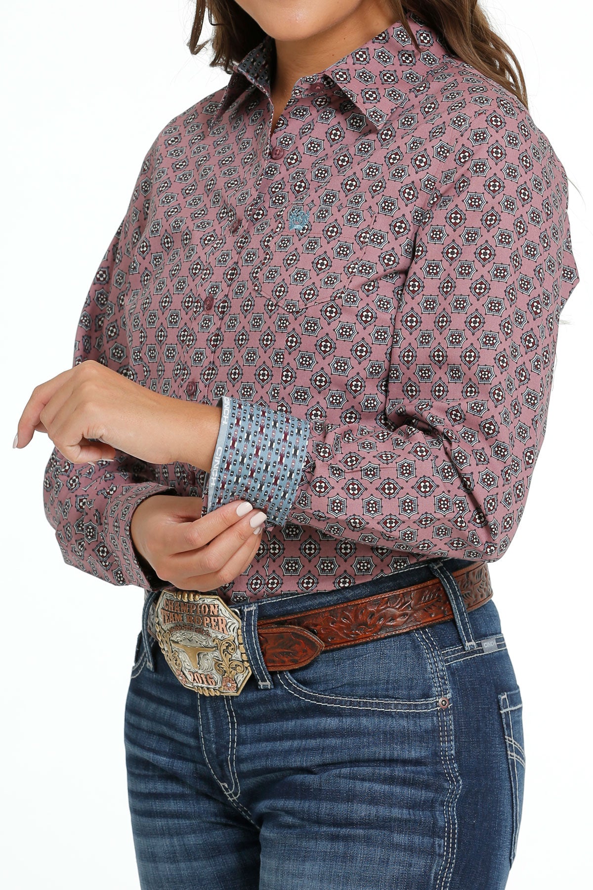 Cinch Women's Pink Print LS Shirt
