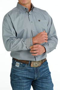 Cinch Men's Classic Fit Long Sleeve Solid Western Shirt - Grey