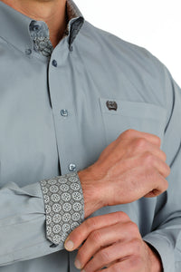 Cinch Men's Classic Fit Long Sleeve Solid Western Shirt - Grey