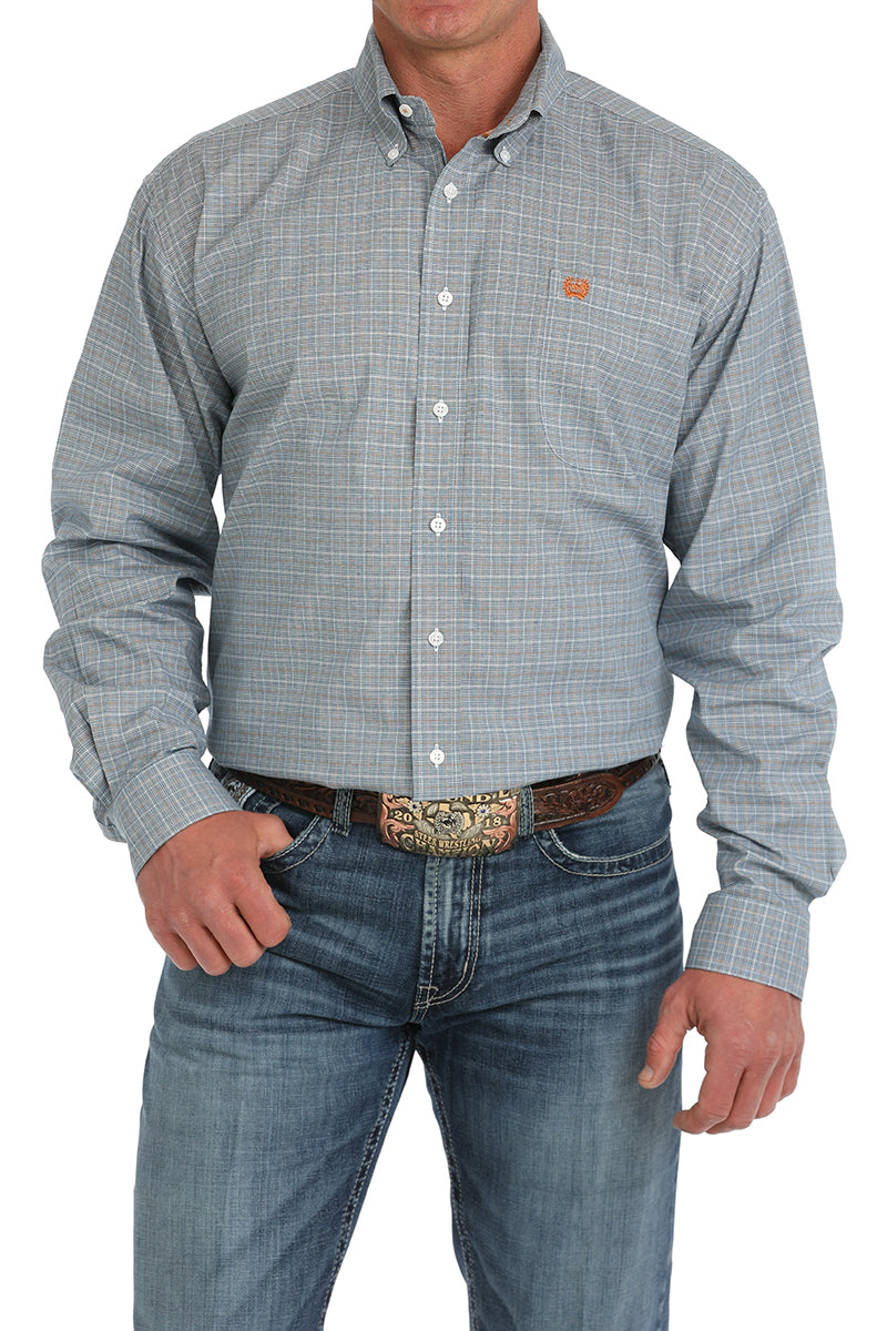 Cinch Classic Men's Long Sleeve Shirt - Blue Plaid