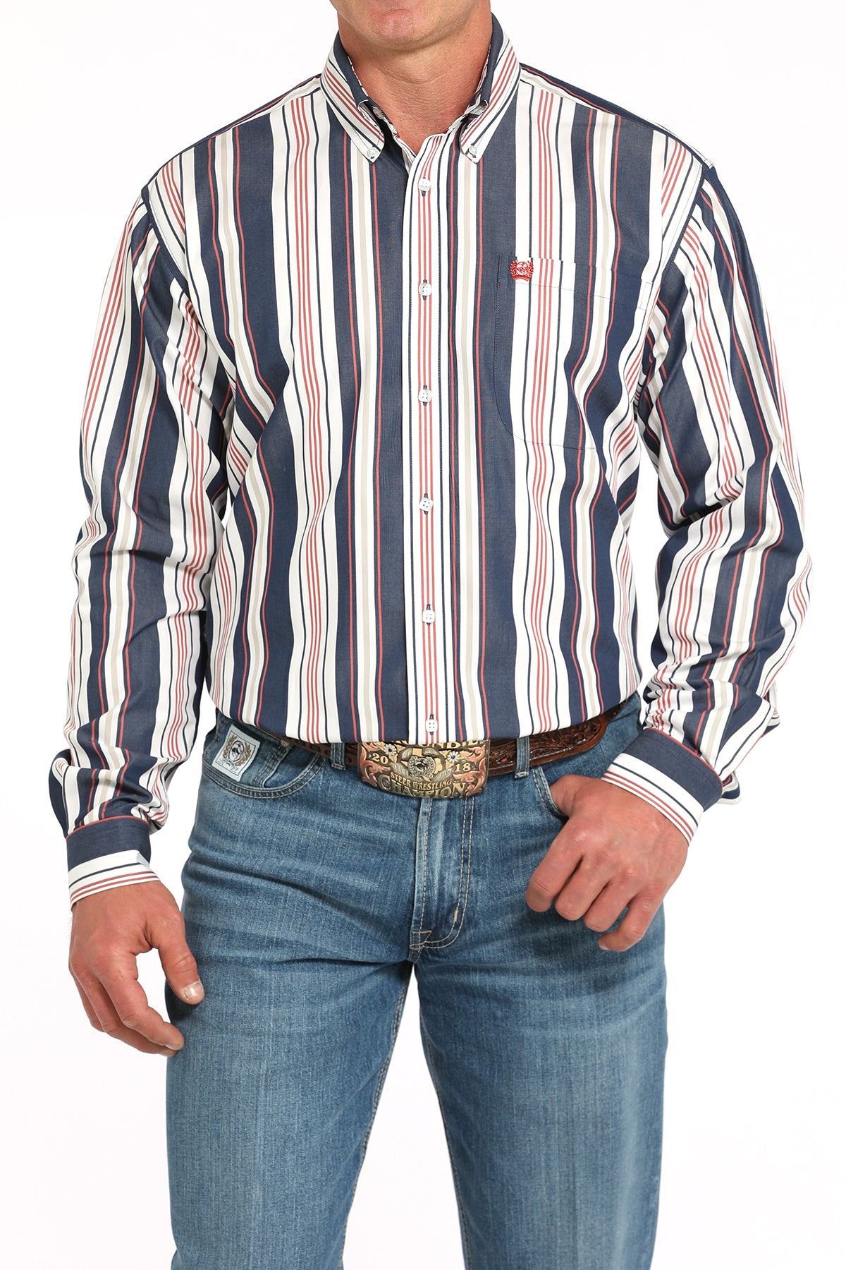 Cinch long sleeve blue stripes shirt style - MTW1105938