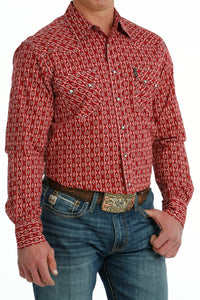 Cinch Modern Fit Long Sleeve Shirt Red/White/Black