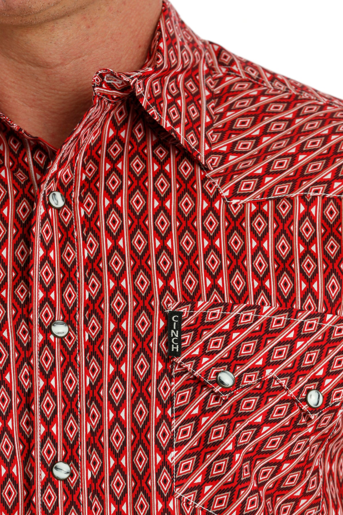 Cinch Modern Fit Long Sleeve Shirt Red/White/Black