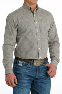 Cinch Men's Modern Fit Long Sleeve Print Western Shirt - White