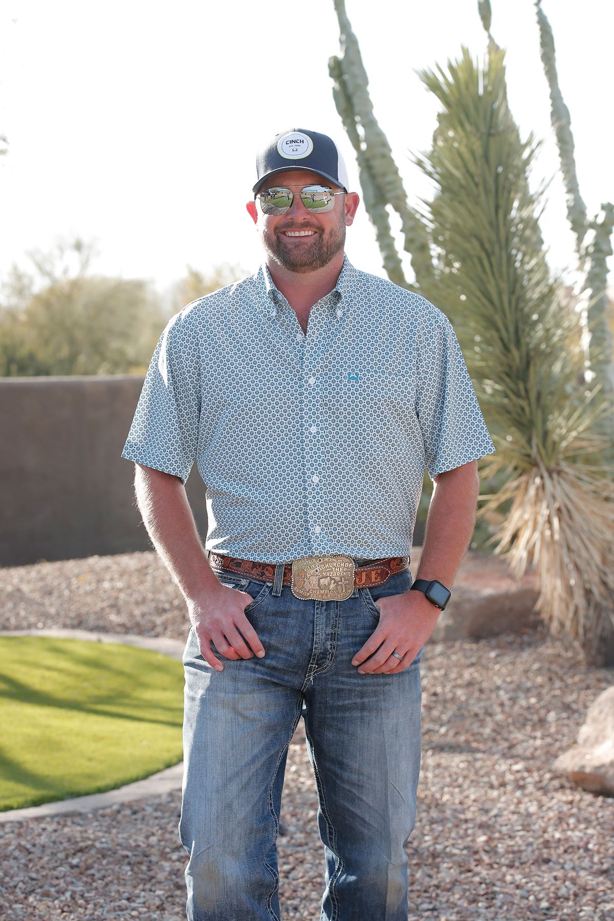 CINCH Men's Blue Print ARENAFLEX SS Shirt