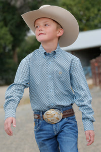 Cinch Boys Blue Print Long Sleeve Style - MTW7060351