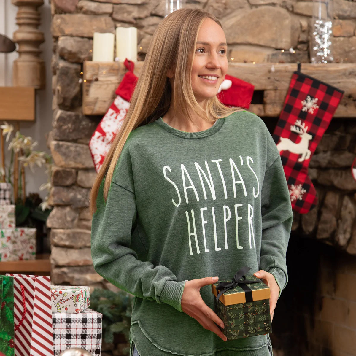 Royce Santa's Helper Vintage Washed Poncho Fleece