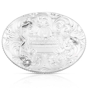 Montana Silversmith Striking Engraved Belt Buckle with Christian Cowboy