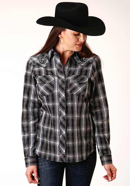 Roper Women's Long Sleeve Plaid w/ Piping and Front Yoke Embroidery - Nate's Western Wear