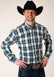 Roper Men's Amarillo Collection- Starry Night Plaid Long Sleeve Western Shirt