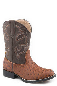 Toddler's Cody Tan Faux Ostrich Western Boots - Nate's Western Wear