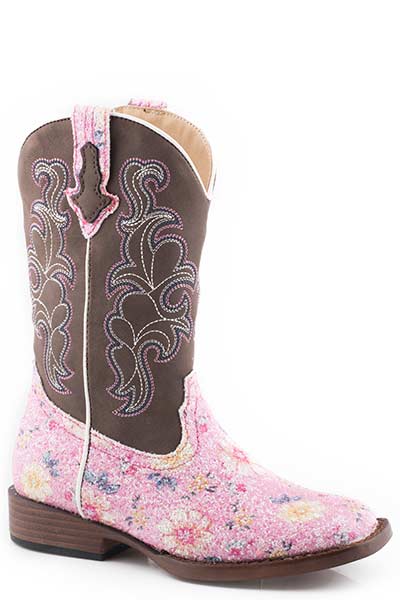 Little Kids Glitter Flower Boots - Nate's Western Wear