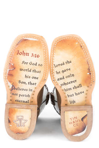 Tin Haul Kid’s Crosses Boot With John 3:16 Sole - Nate's Western Wear