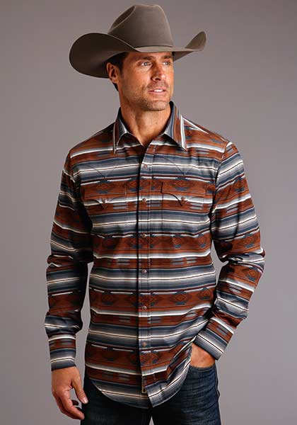 Men s Stetson L S Western Snap Aztec Print Shirt Nate s Western Wear