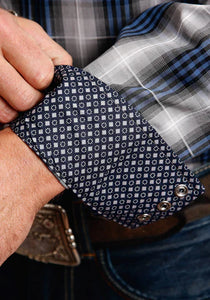Stetson Men's Blue and Grey Plaid Ombre L/S Shirt - Nate's Western Wear