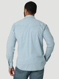 Men's Wrangler® 20X® Competition Advanced Comfort Long Sleeve Western Snap Print Shirt - Mod Blue - Nate's Western Wear