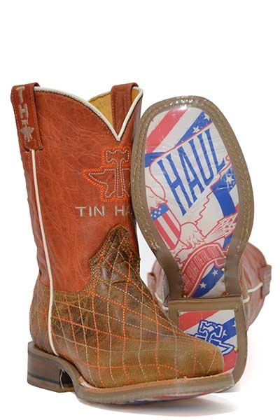Tin Haul Kid’s Crossed with Bald Eagle Sole Boots - Nate's Western Wear