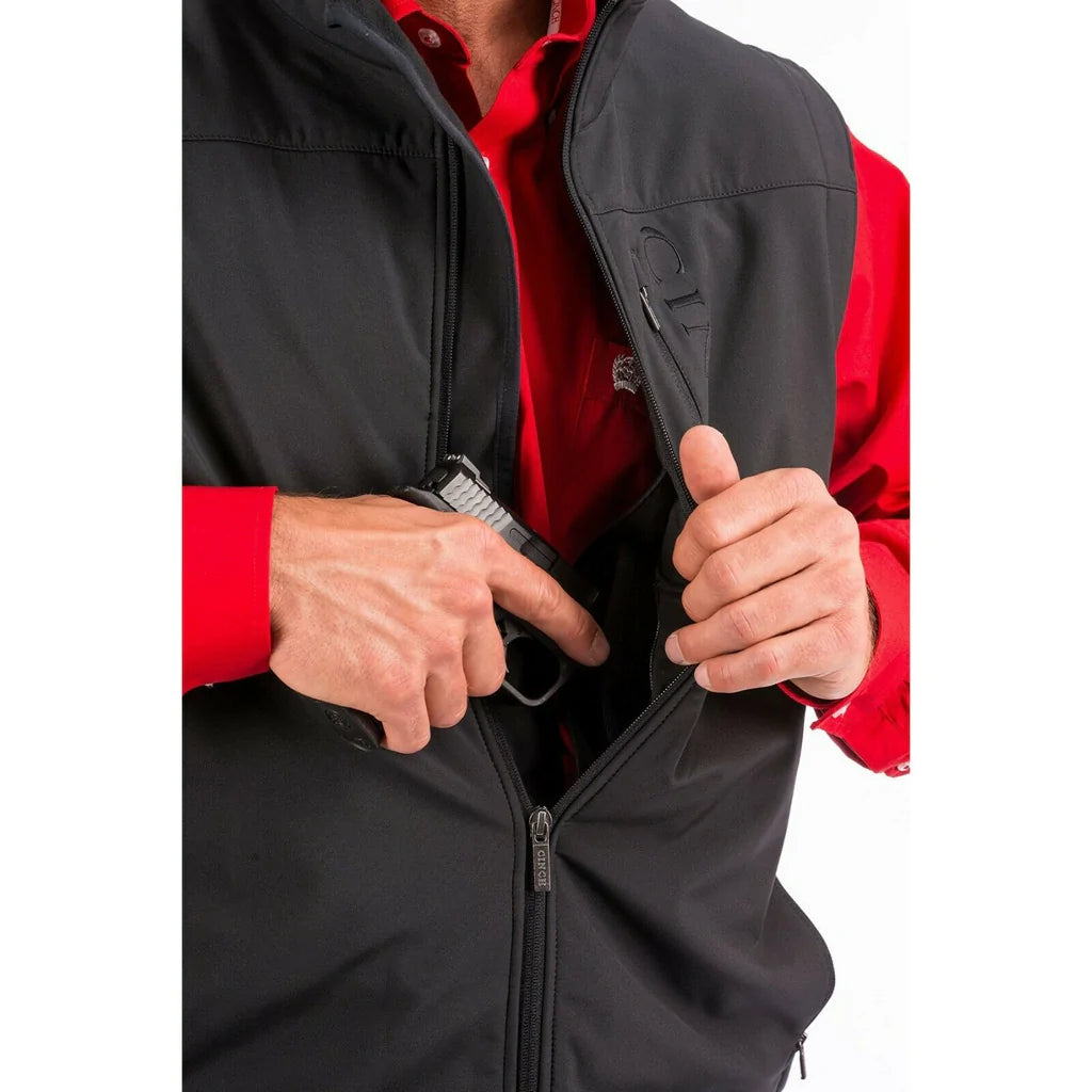 Cinch Men's Black Concealed Carry Solid Bonded Vest - Nate's Western Wear