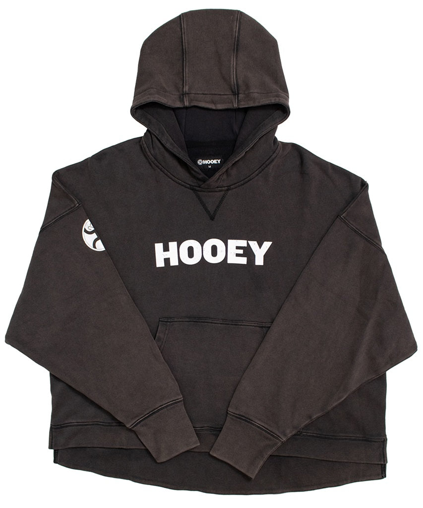 Hooey Women's Black Hoody with White Hooey Logo & Internal Phone Kangaroo Pocket - Nate's Western Wear