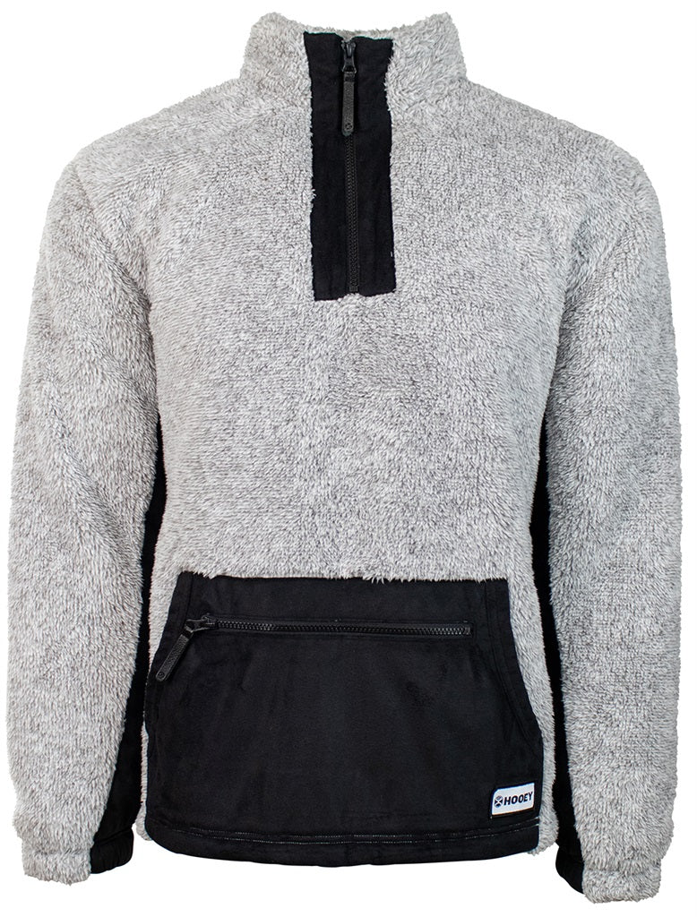 Hooey Men's Grey Fleece Pullover with Black Collar and Pocket - Nate's Western Wear