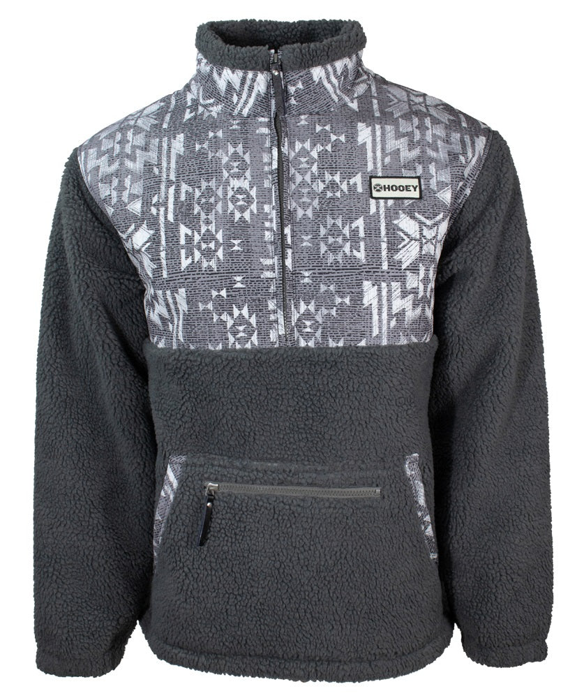 Hooey Men's Charcoal Fleece Pullover with Aztec Pattern Chest and Collar - Nate's Western Wear
