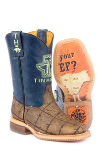 Tin Haul Kid’s Barbed Wire All Beef Sole Square Toe Boot - Nate's Western Wear